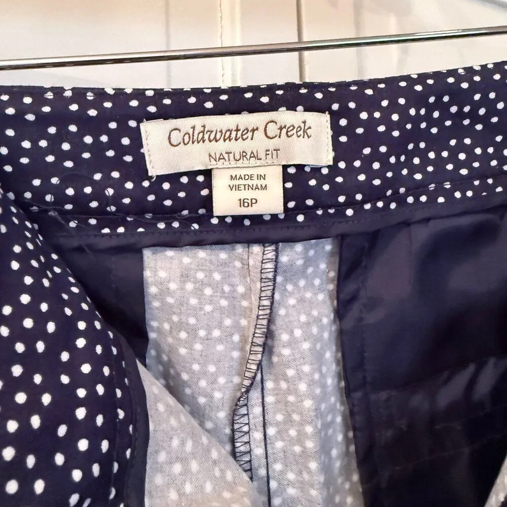 Coldwater Creek Navy Polkadot Chino Shorts